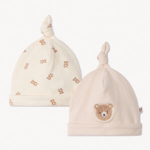 Lote de 2 gorros de nacimiento con diseño de ositos para bebé 