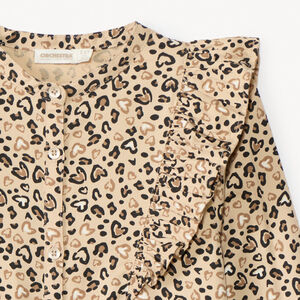 Camisa de manga larga con estampado moteado de leopardo para niña 