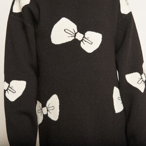 Vestido de punto de manga larga con motivo de lazos para niña 