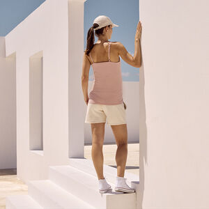 Short de felpa lisa con efecto smock para mujer 