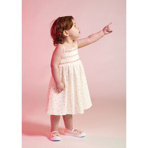 Vestido de tirantes de gasa de algodón con estampado de flores para niña bebé 