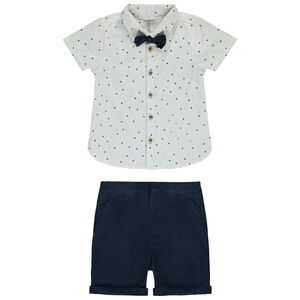 Conjunto corto de 2 piezas con pajarita para bebé niño 