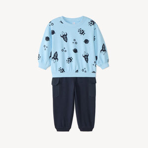 Conjunto de 2 piezas: sudadera + pantalón de chándal con estampado de robot para bebé niño. 