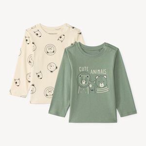 Lote de 2 camisetas de manga larga para bebé niño con estampado divertido 