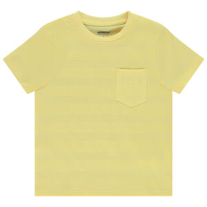 Camiseta de manga corta unicolor con efecto de bandas texturizadas niño 