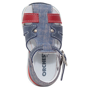 Sandalias de cuero con tiras contrastantes efecto desgastado 