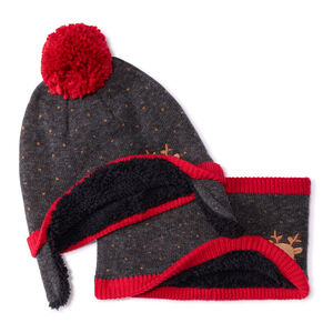 Conjunto gorro y braga con pompón y bordado de reina para bebé niño 