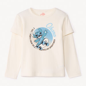 T-shirt manches longues nid d'abeille print Stitch Disney pour garçon Main T-shirt manches longues nid d'abeille print Stitch Disney pour garçon