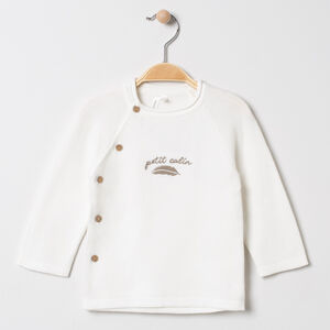 Chaleco de algodón con botones y bordado de plumas para bebé 