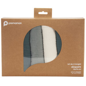 Pack de 6 muselinas de algodón 70 x 70 cm 