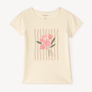 Camiseta de manga corta con estampado brillante para niña 