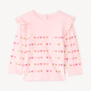 T-shirt manches longues imprimé cœurs pour bébé fille 