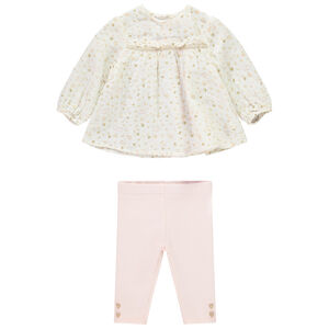 Conjunto de 2 piezas con blusa estampada de conejitos para bebé niña  Main Conjunto de 2 piezas con blusa estampada de conejitos para bebé niña
