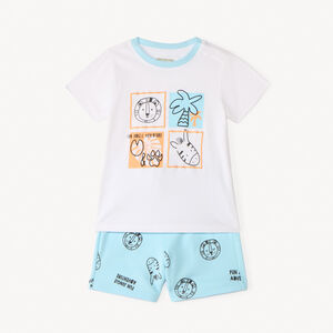 Conjunto de 2 piezas: camiseta de manga corta + pantalón corto de safari para bebé niño. 