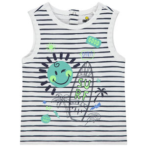 Camiseta sin mangas rayas y print Smiley Main Camiseta sin mangas rayas y print Smiley
