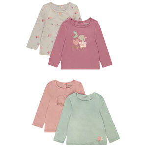 Lot de 4 t-shirts manches longues en jersey pour bébé fille 