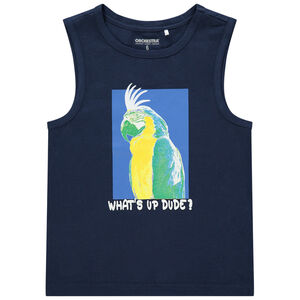 Camiseta sin mangas estampado loro 