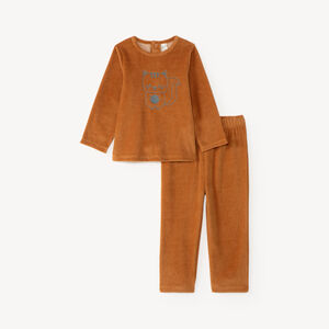 Conjunto de pijama de 2 piezas para bebé niño en terciopelo con estampado divertido. 