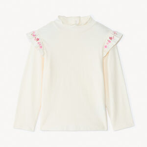 Sous-pull à col cheminé et manches volantées pour bébé fille 