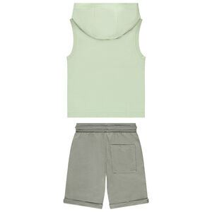 Conjunto de 2 piezas con camiseta sin mangas con capucha para niño 