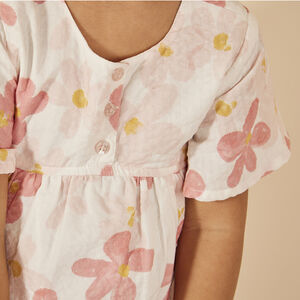Vestido de manga corta con volantes y estampado floral para bebé niña 