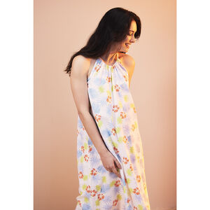 Vestido largo estampado exótico para mujer 