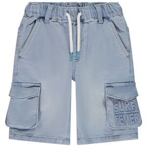 Bermuda efecto denim con bolsillos y embossing fantasía para niño 