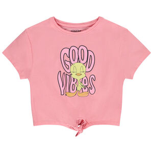 Camiseta de manga corta con nudo y estampado de Titi Warner para niña 