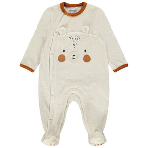 Pelele de terciopelo chiné con imagen de osito para bebé niño Main Pelele de terciopelo chiné con imagen de osito para bebé niño