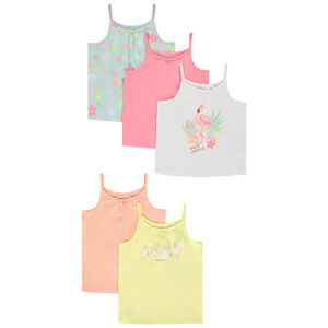 Pack de 5 camisetas sin mangas de jersey para niña.  Main Pack de 5 camisetas sin mangas de jersey para niña.