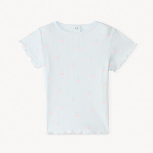 Camiseta de manga corta de punto acanalado con estampado fantásico para niña bebé. 