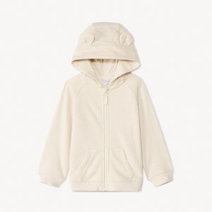 Gilet molleton uni à capuche ourson pour bébé garçon 