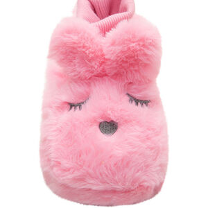 Pantuflas de peluche de falsa piel rosa 