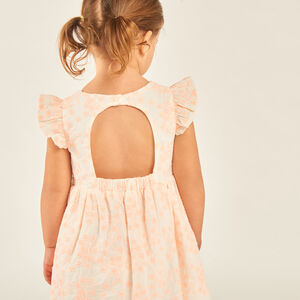 Vestido de manga corta con volante de bordado inglés floral niña bebé 