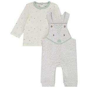 Conjunto 2 piezas camiseta manga larga + mono para bebé niño 