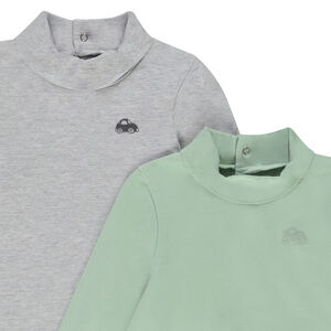 Pack de 2 camisetas interiores de cuello alto lisas para bebé niño 