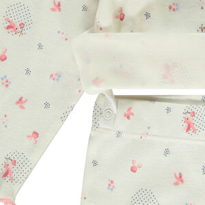 Pijama de 2 piezas efecto canalé y estampado de pájaros para bebé niña 