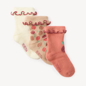 Conjunto de 3 pares de calcetines para bebé niña con estampado de manzana 