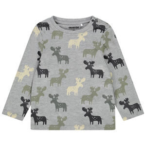 Camiseta de manga larga con estampado de alces para bebé niño 