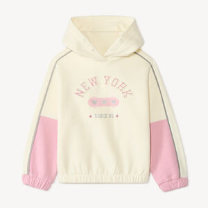Sudadera con capucha para niña efecto colorblock 