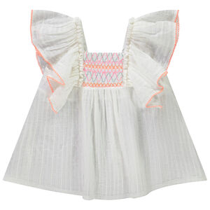 Túnica de manga corta con volantes y efecto smock para niña  Main Túnica de manga corta con volantes y efecto smock para niña