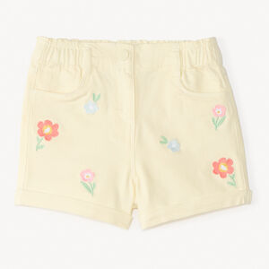 Short de mezclilla con bordados florales para niña 