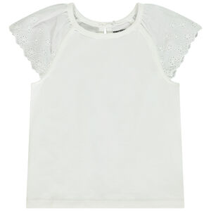 Camiseta manga corta en bordado inglés para bebé niña  Main Camiseta manga corta en bordado inglés para bebé niña