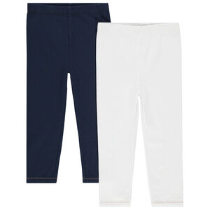 Pack de 2 leggings lisos de algodón para bebé niña 