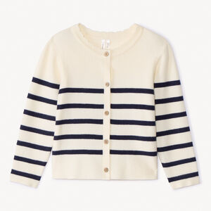 Chaqueta de punto acanalado con rayas para bebé niña  Main Chaqueta de punto acanalado con rayas para bebé niña