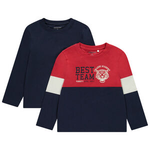 Pack de 2 camisetas de manga larga efecto color block para niño  Main Pack de 2 camisetas de manga larga efecto color block para niño