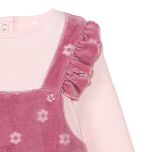Pelele bicolor con efecto 2 en 1 con flores para bebé niña 