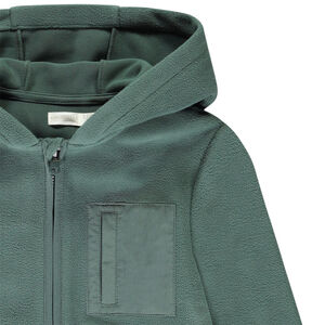 Chaleco de micropolar liso con capucha + bolsillos para niño 