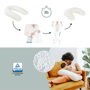 Coussin de grossesse et d'allaitement 2 en 1 B.Love pétales écru 