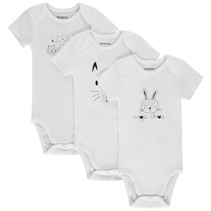 Pack de 3 bodies de manga corta con estampado de animales para bebé niña  Main Pack de 3 bodies de manga corta con estampado de animales para bebé niña